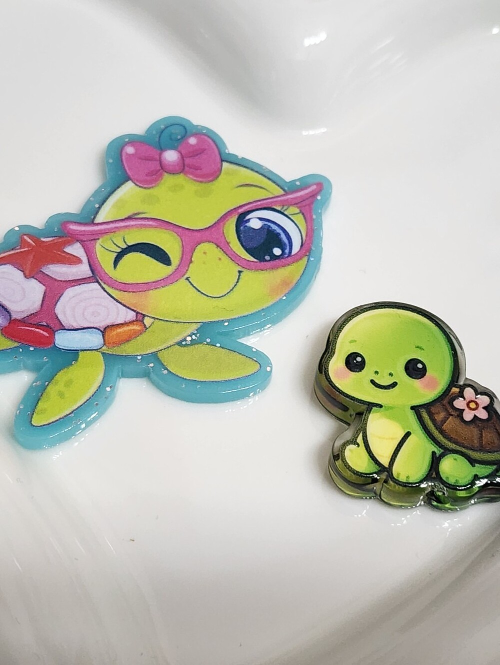 Turtle Flatback Focal Bead Badge Keychain Bag Clip Crafts Beaded Pen Hairbow